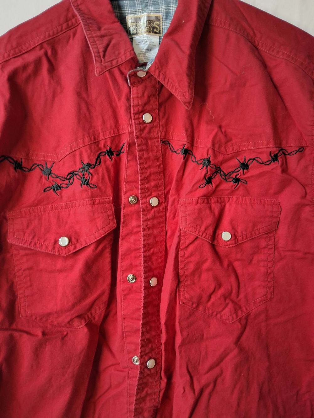 Red Men's Western Snap Dress Shirt - Picture 2 of 4